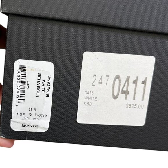 ✨ Rag & Bone BEHA White Suede Moto Stiletto Ankle Booties Size 38.5 (US 8.5) NIB - Picture 11 of 12